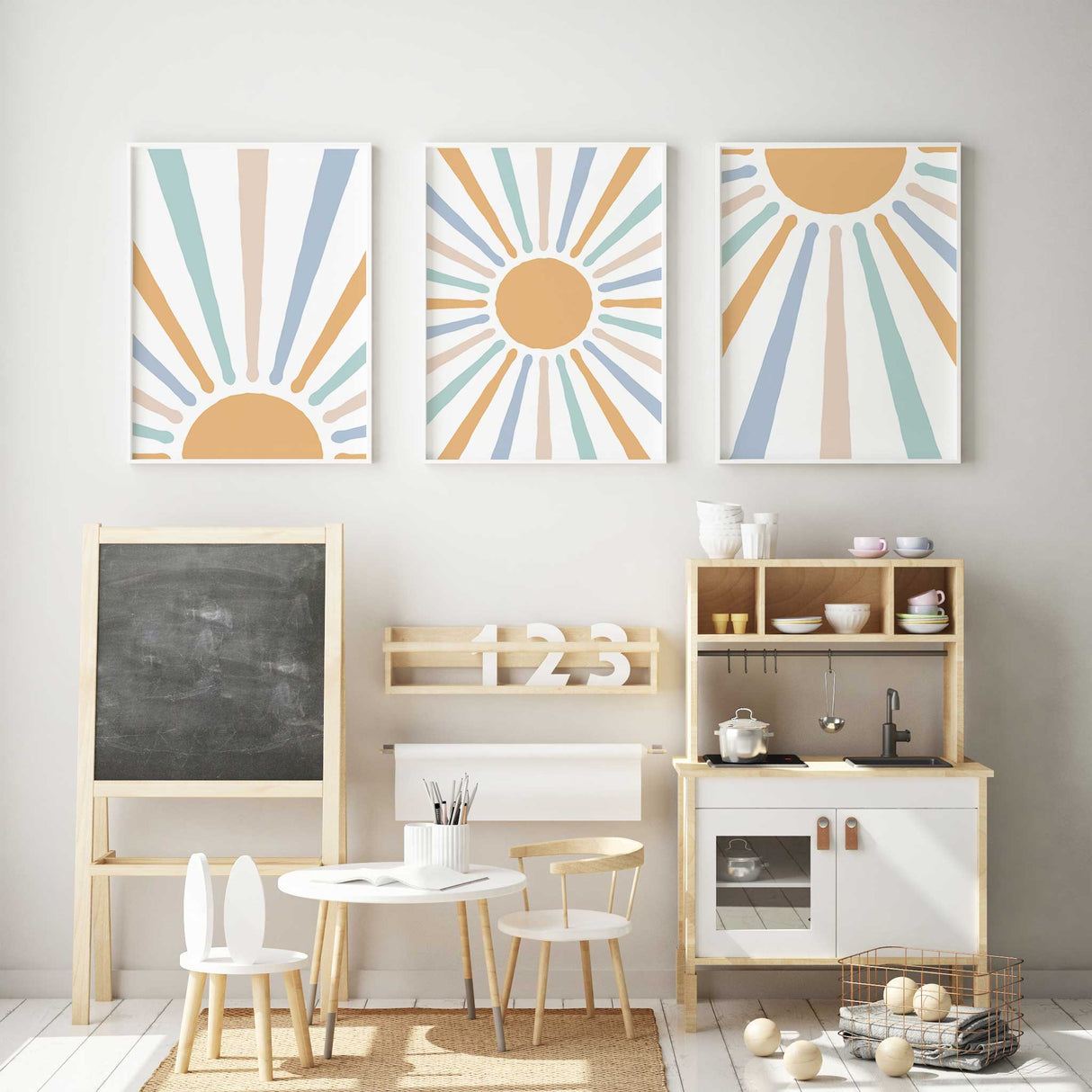 Sunshine nursery prints for baby and toddler room walls