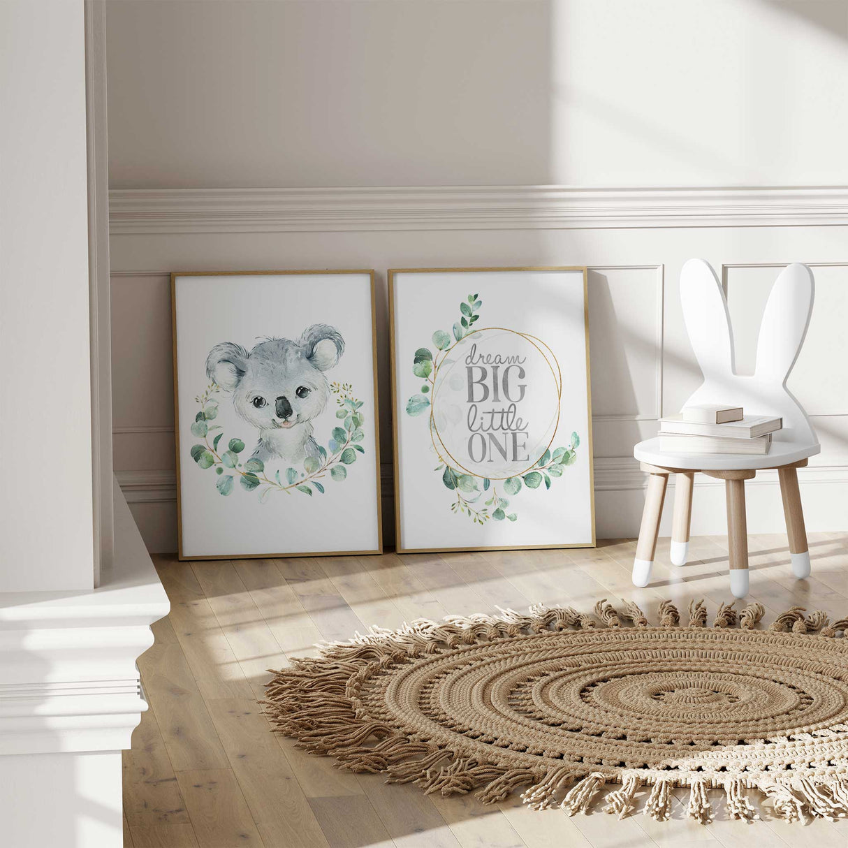 Koala Nursery Wall Art Set of 2 – Dream Big Little One Baby Room Prints