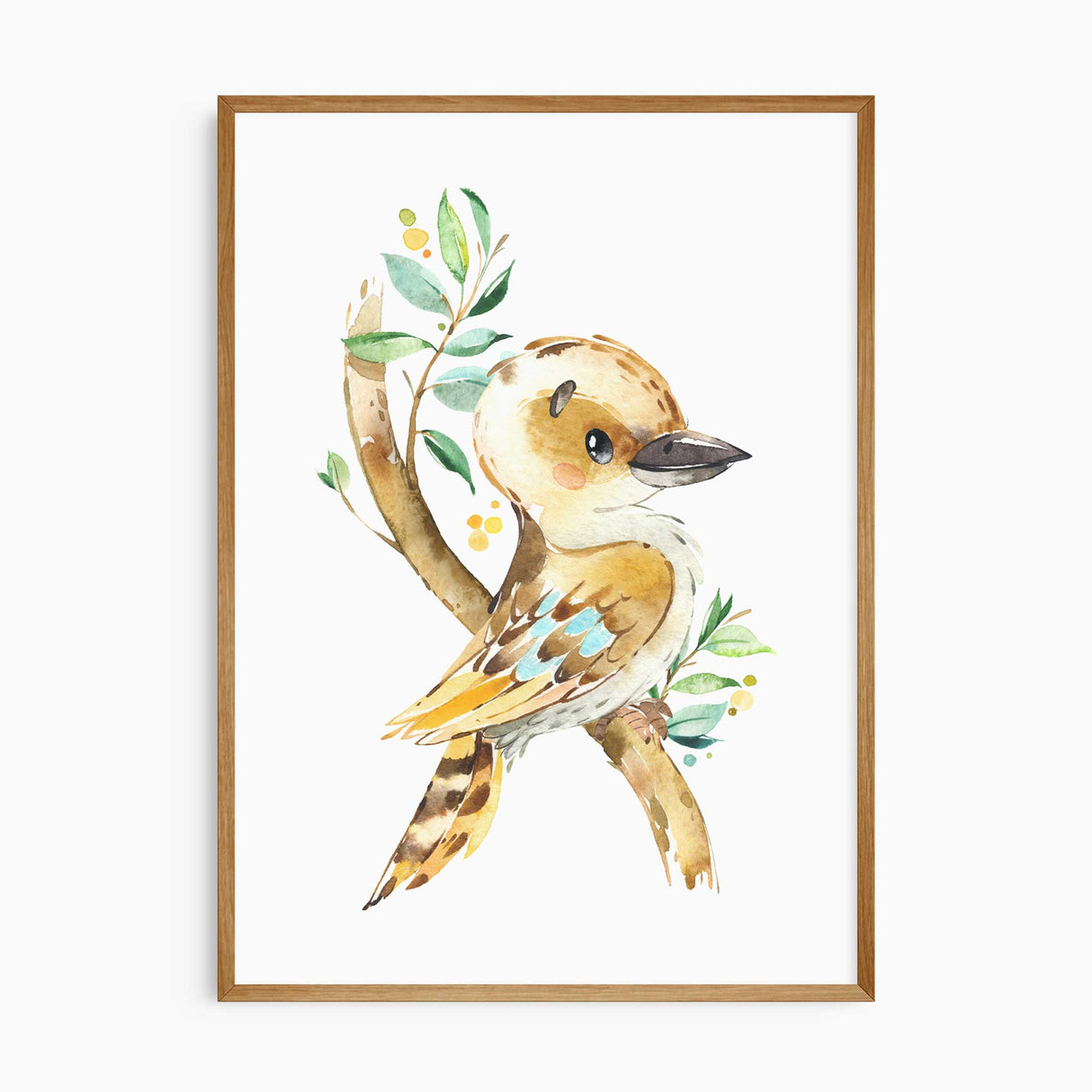 Koala platypus and kookaburra nursery prints with eucalyptus leaves