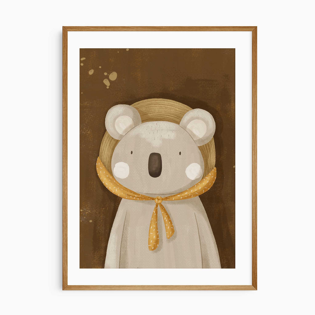 Neutral toned koala illustration for kids’ wall art decor.
