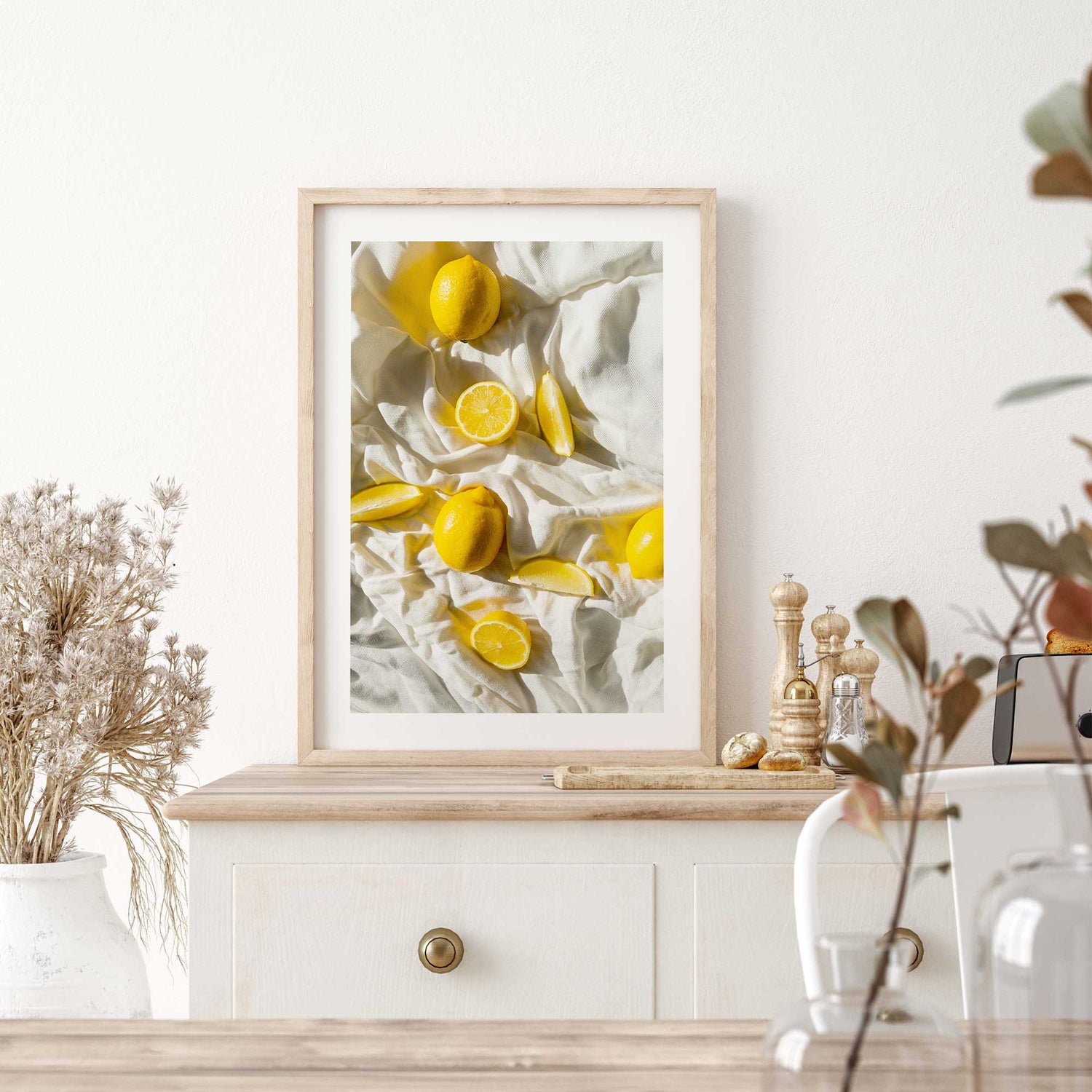 modern lemon print for kitchen or dining room wall decoration