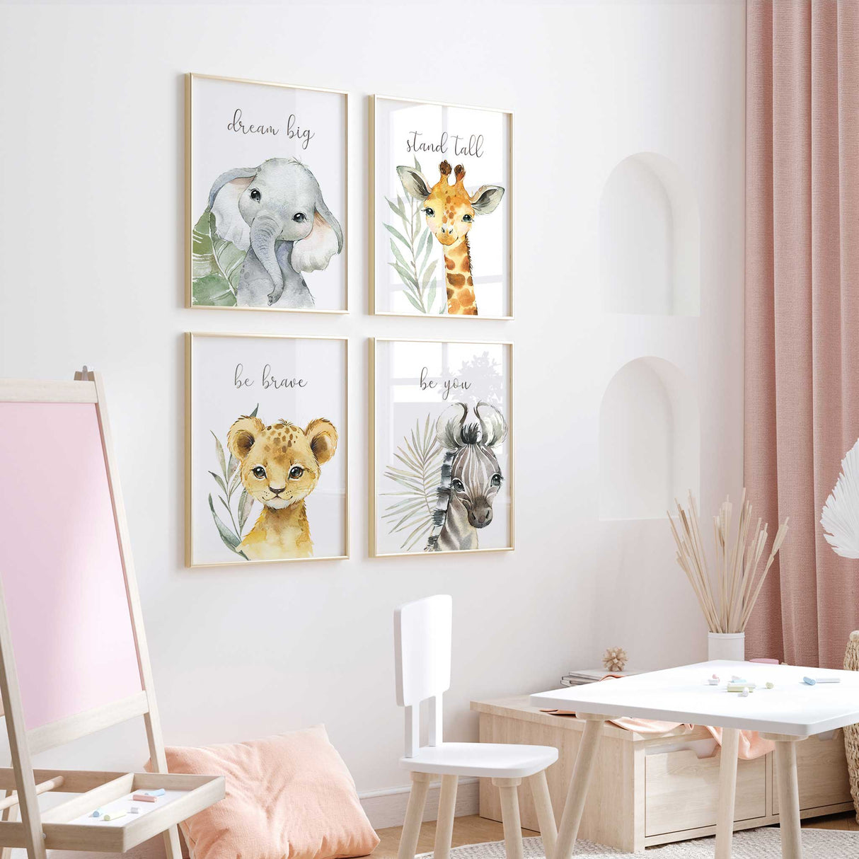 Safari animal prints with affirmations Be Brave, Dream Big, Be You, Stand Tall