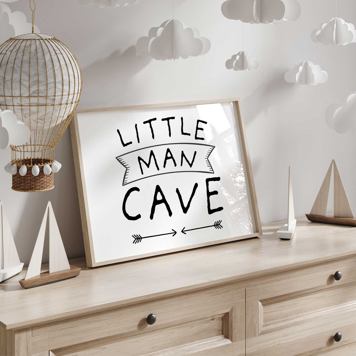 Little Man Cave text print for kids room wall decor