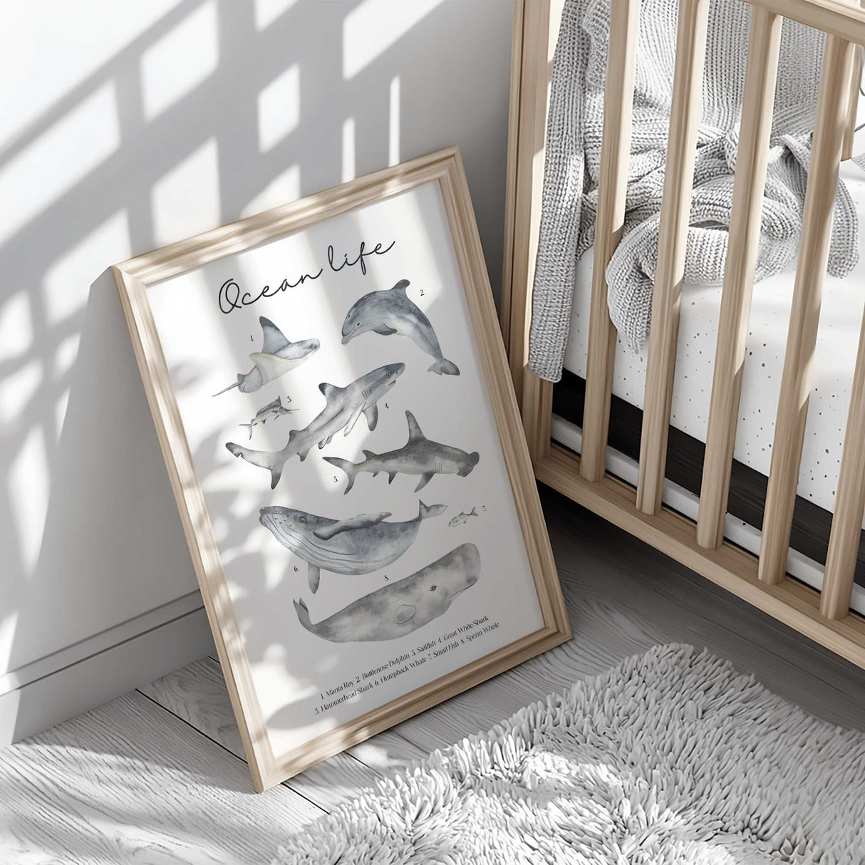 Marine animals nursery wall art poster