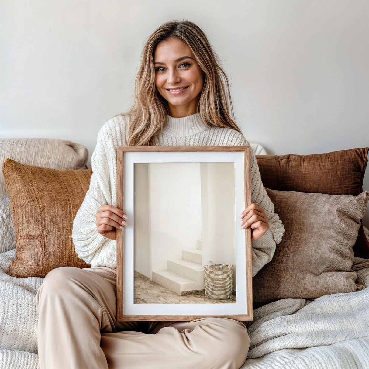 Mediterranean-style wall print with natural tones