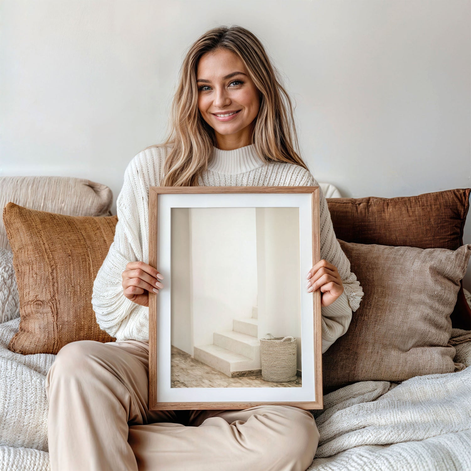 Mediterranean-style wall print with natural tones