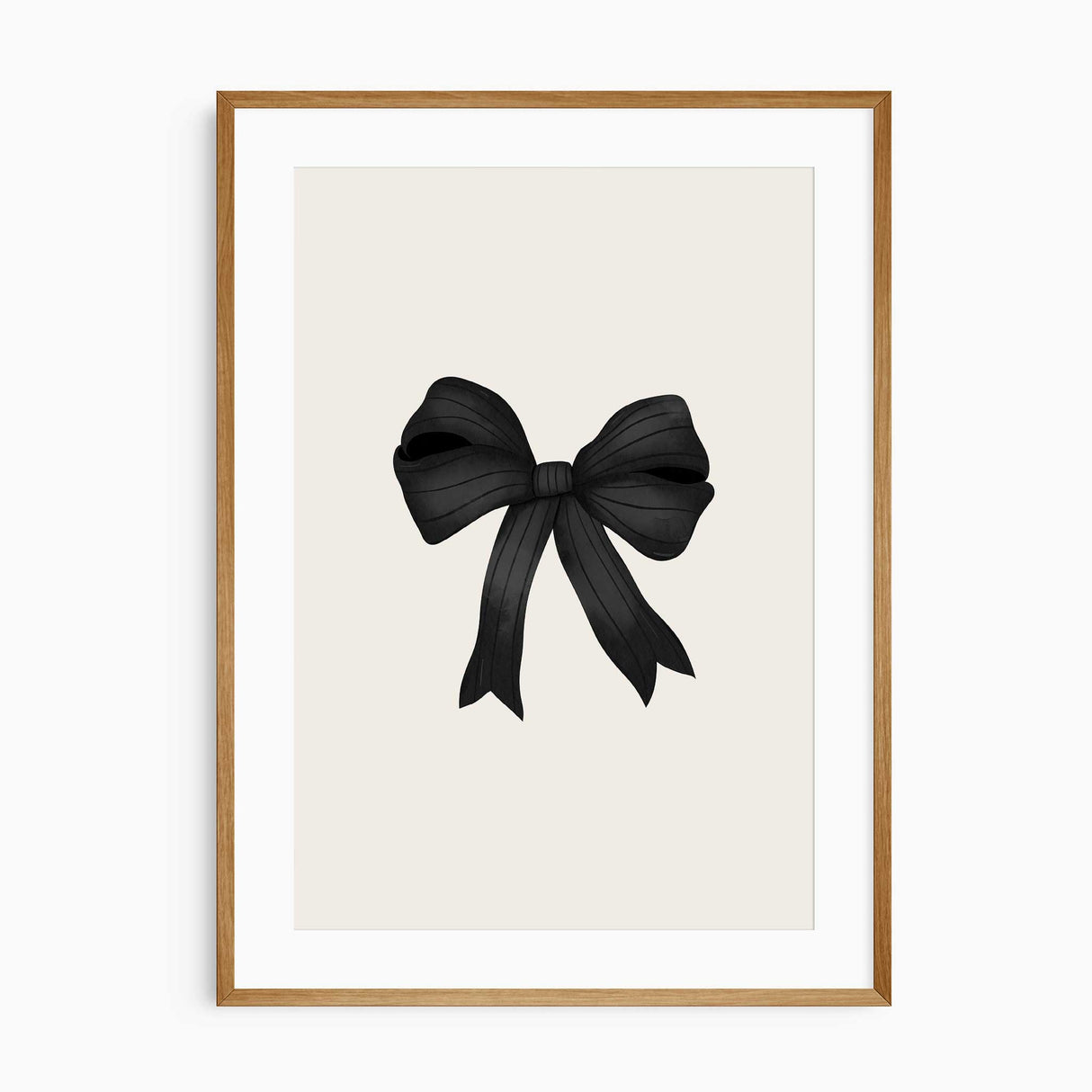 Minimalist coquette bow art print in black for teen wall