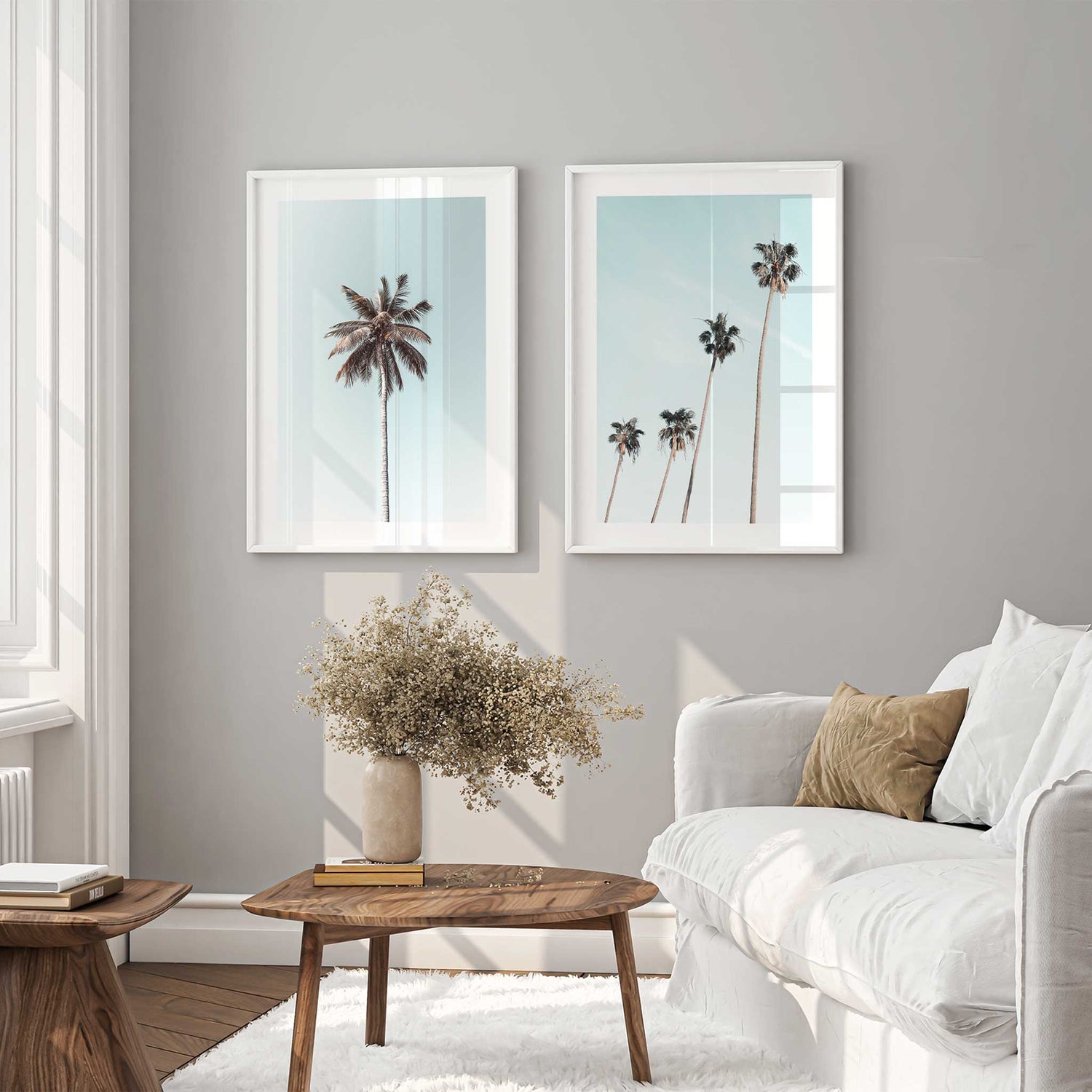 Neutral decor palm tree photography prints