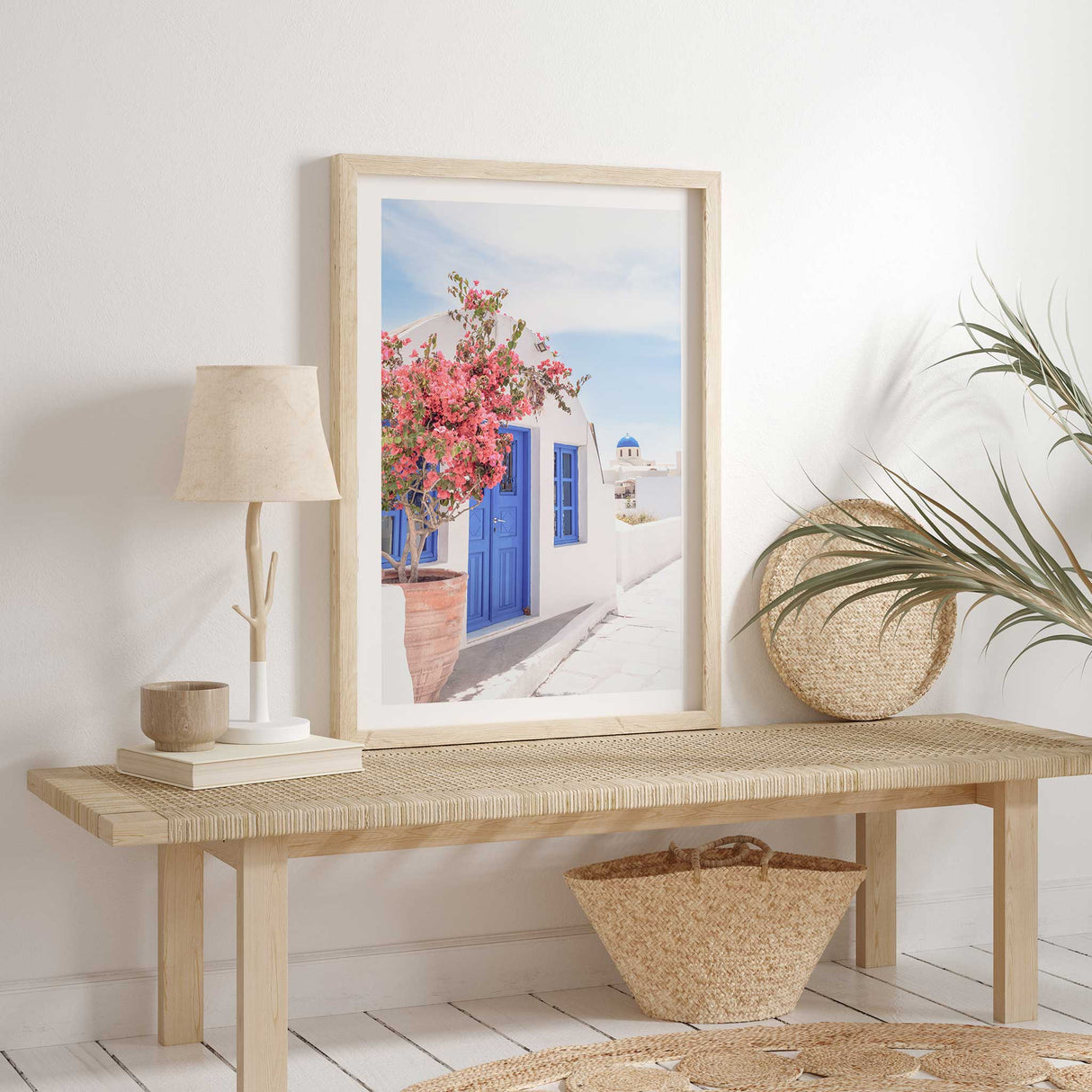 Modern Greek island art print with white border for framing