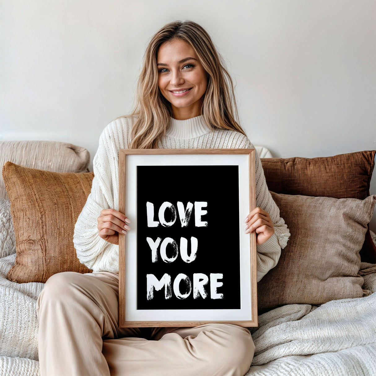 Bold typography love quote art for bedroom