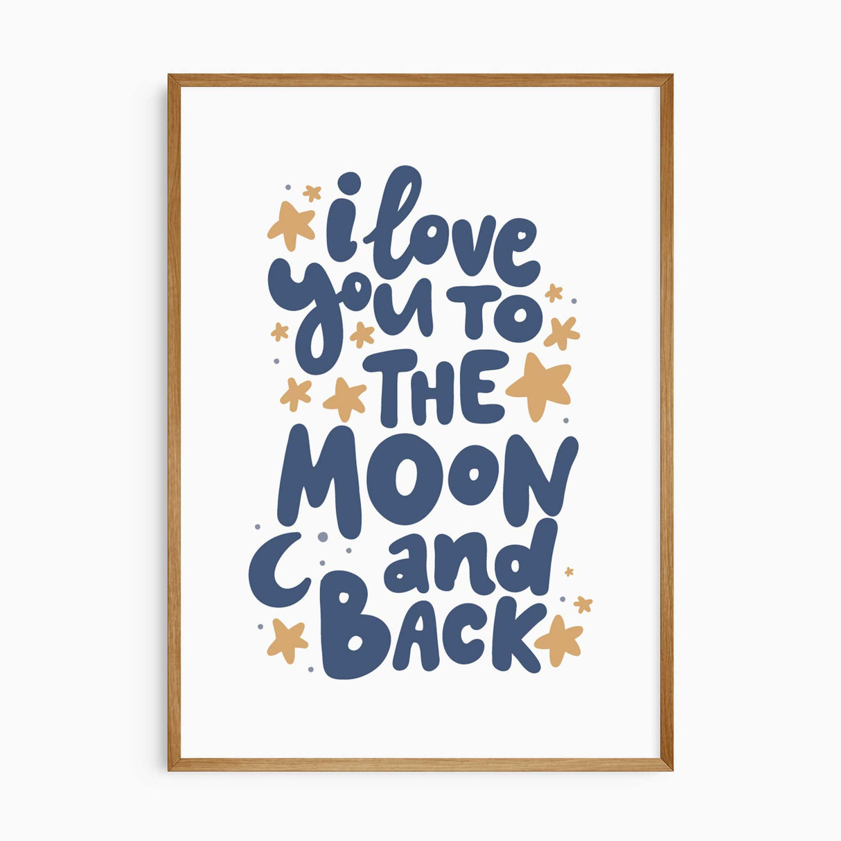 Moon and back nursery print set with space themed wall art for a baby room