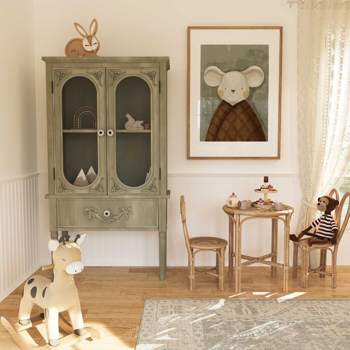 Neutral mouse print for baby nursery decor