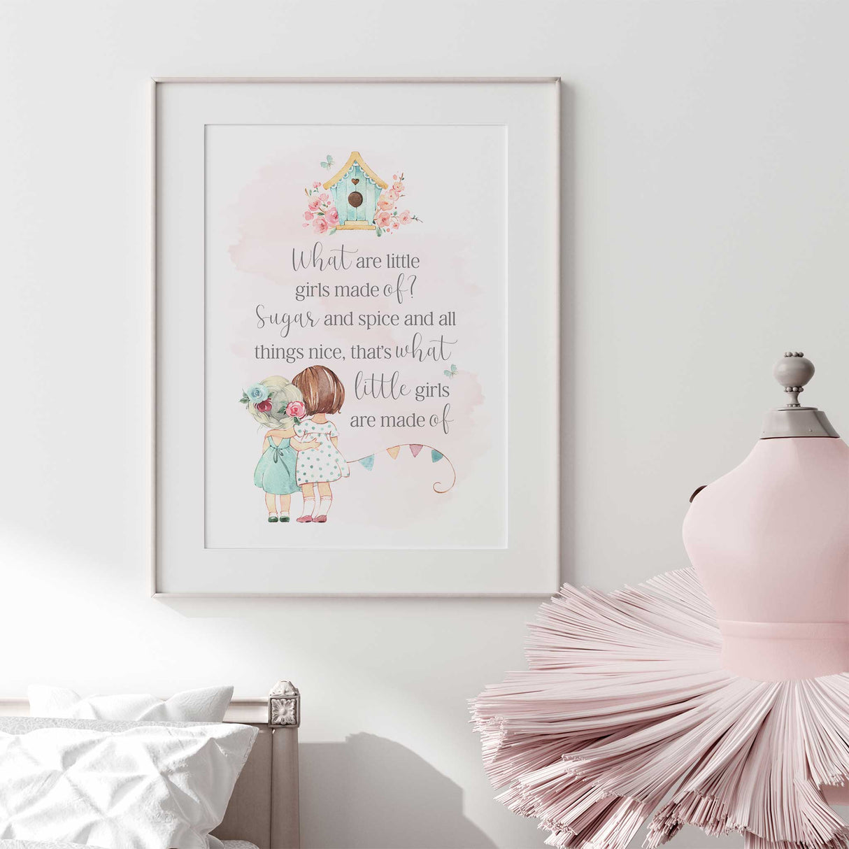 Nursery print for girls bedroom with sweet quote design