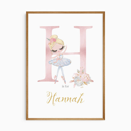 Nursery wall art with ballet theme and custom name option