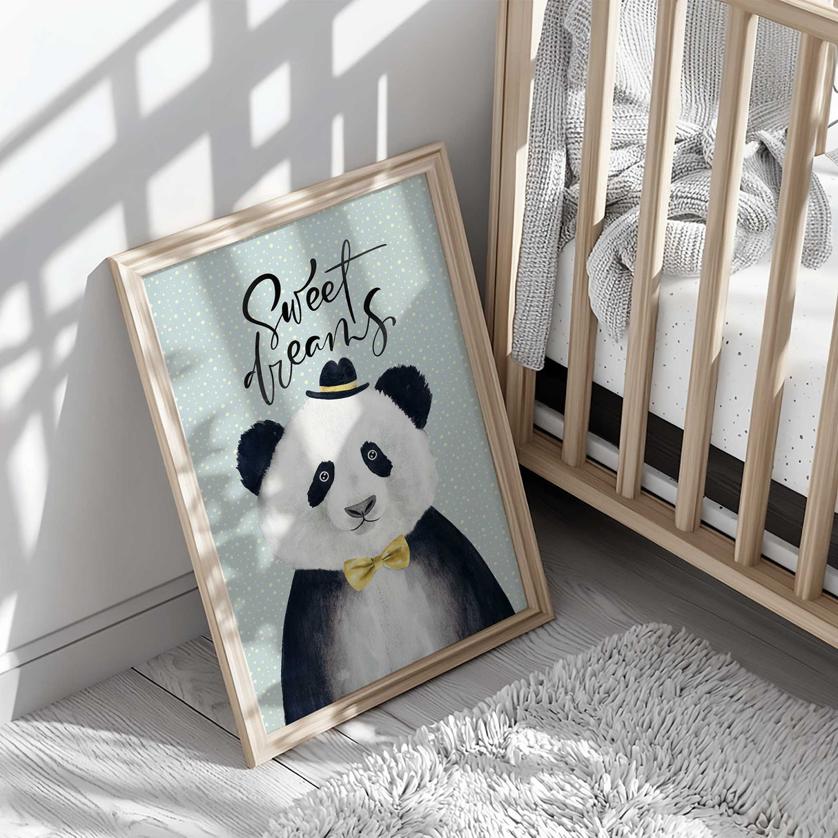 Panda animal wall art for boys nursery decor