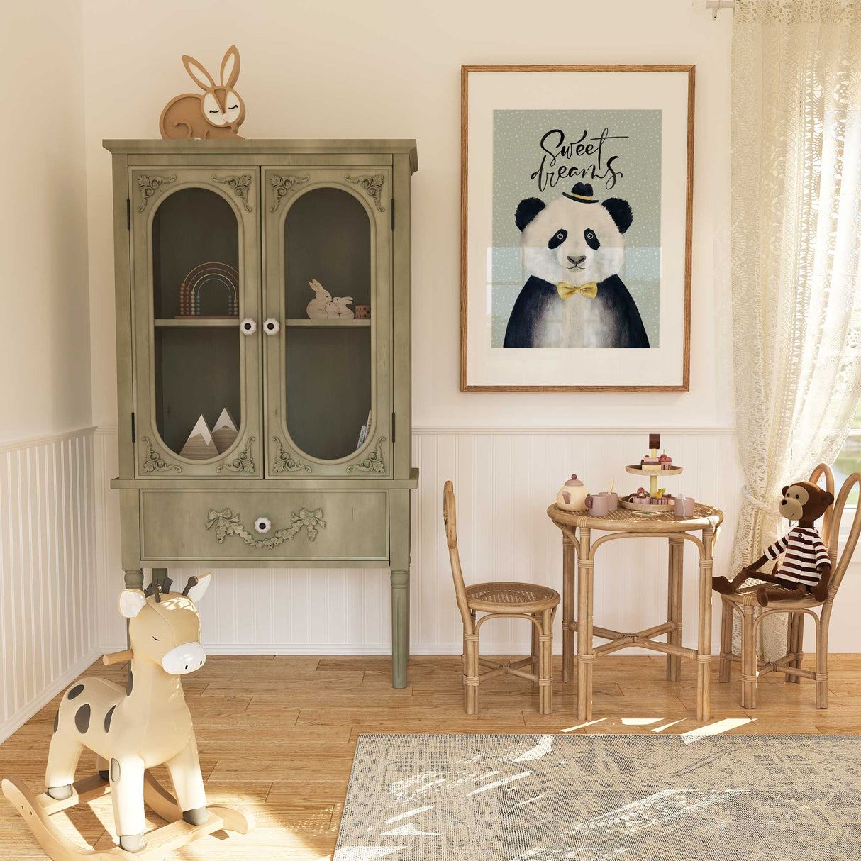 Panda nursery wall art for baby boy room