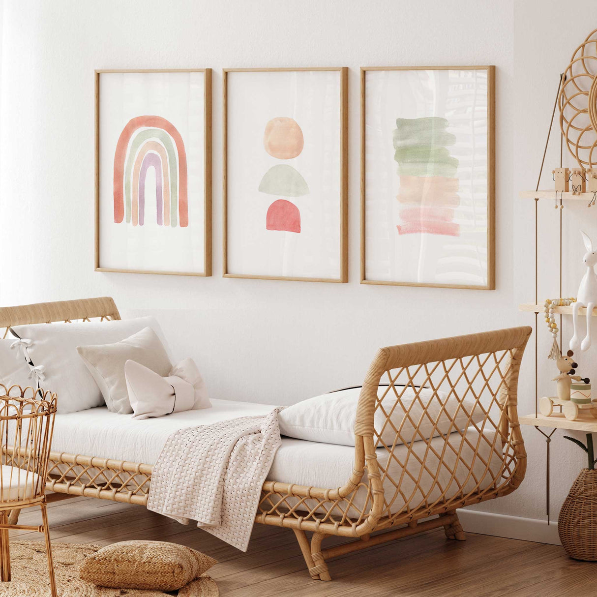 Pastel rainbow nursery prints for baby girl room decor