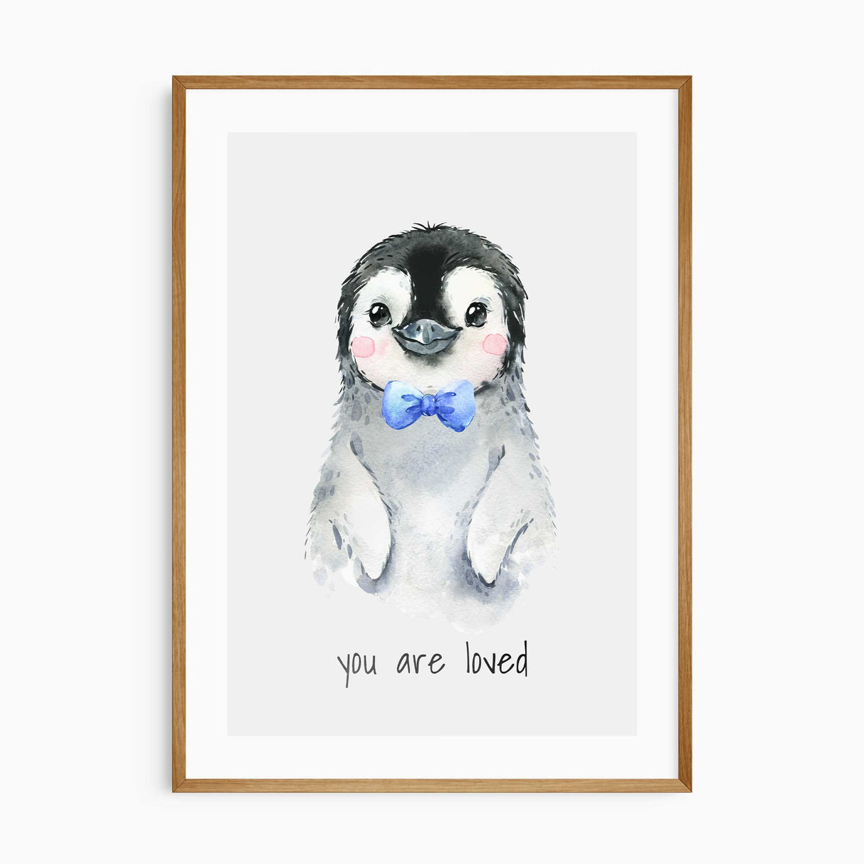 Nursery print set showing penguin polar bear and snow leopard animals