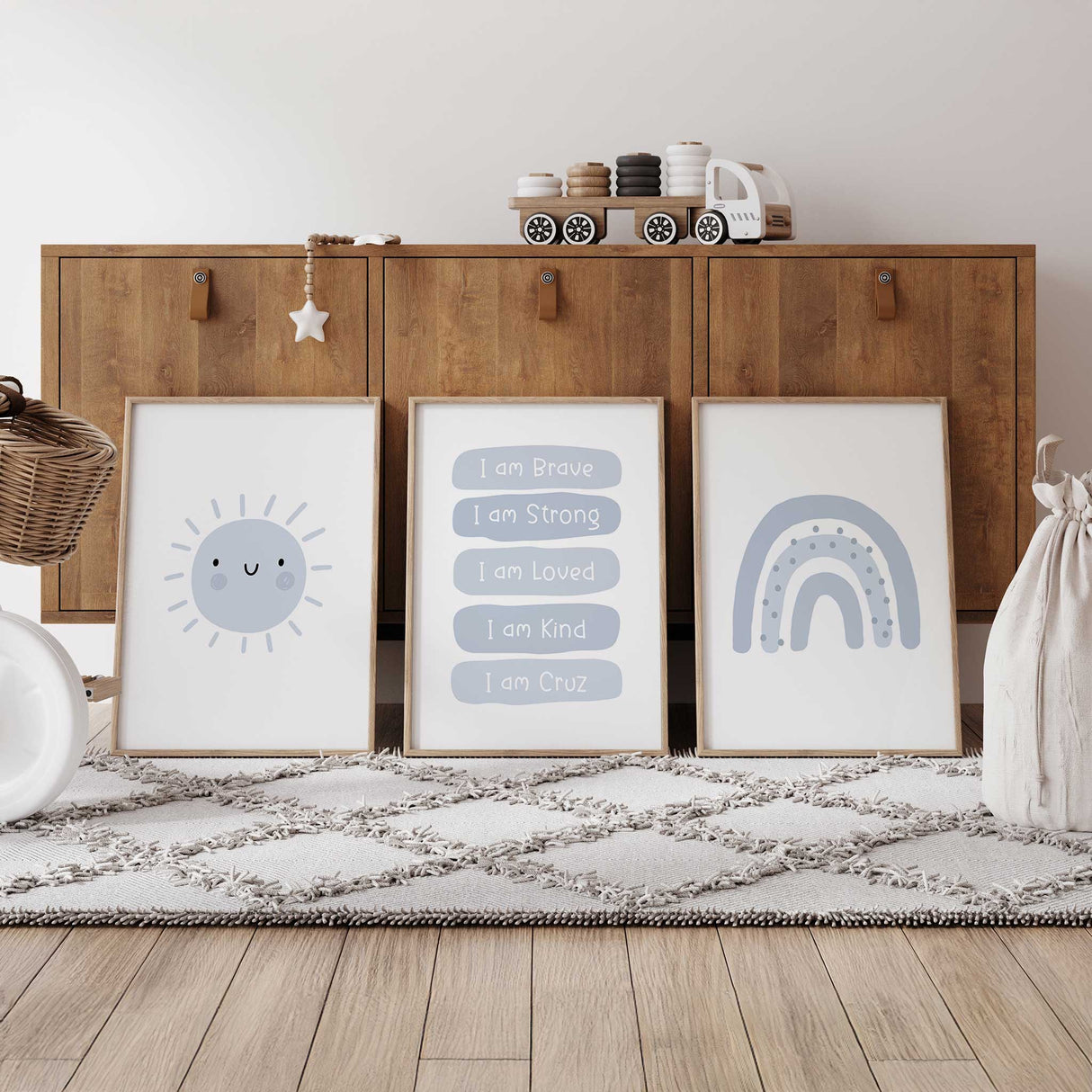 Custom affirmation print for boys featuring child’s name and uplifting phrases