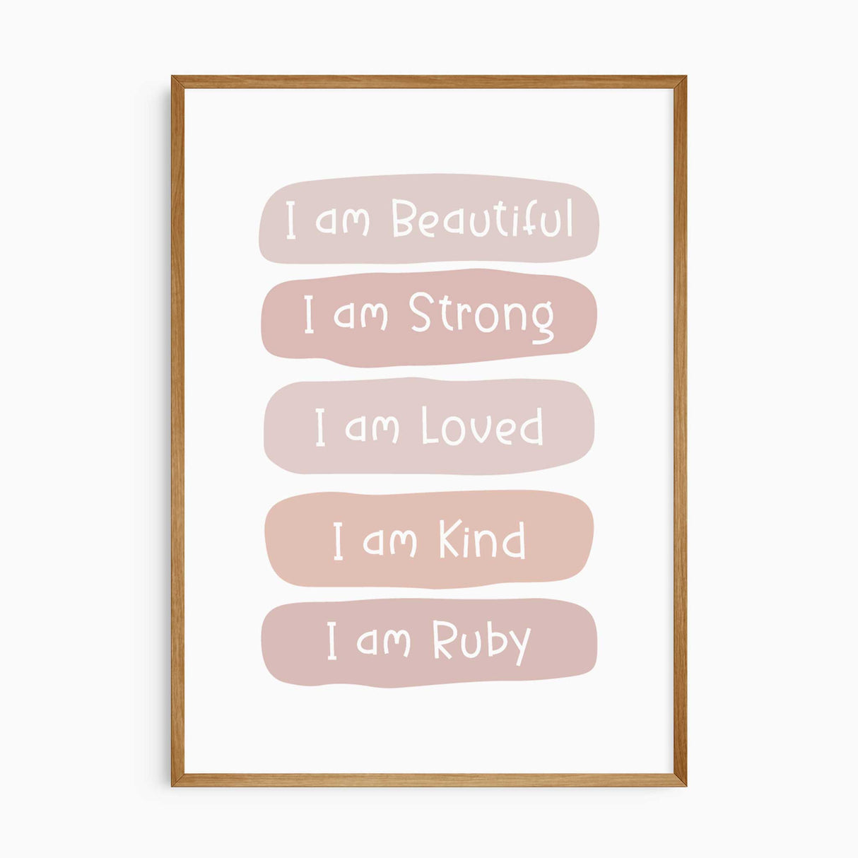 Custom girls wall art print with child's name and positive affirmations