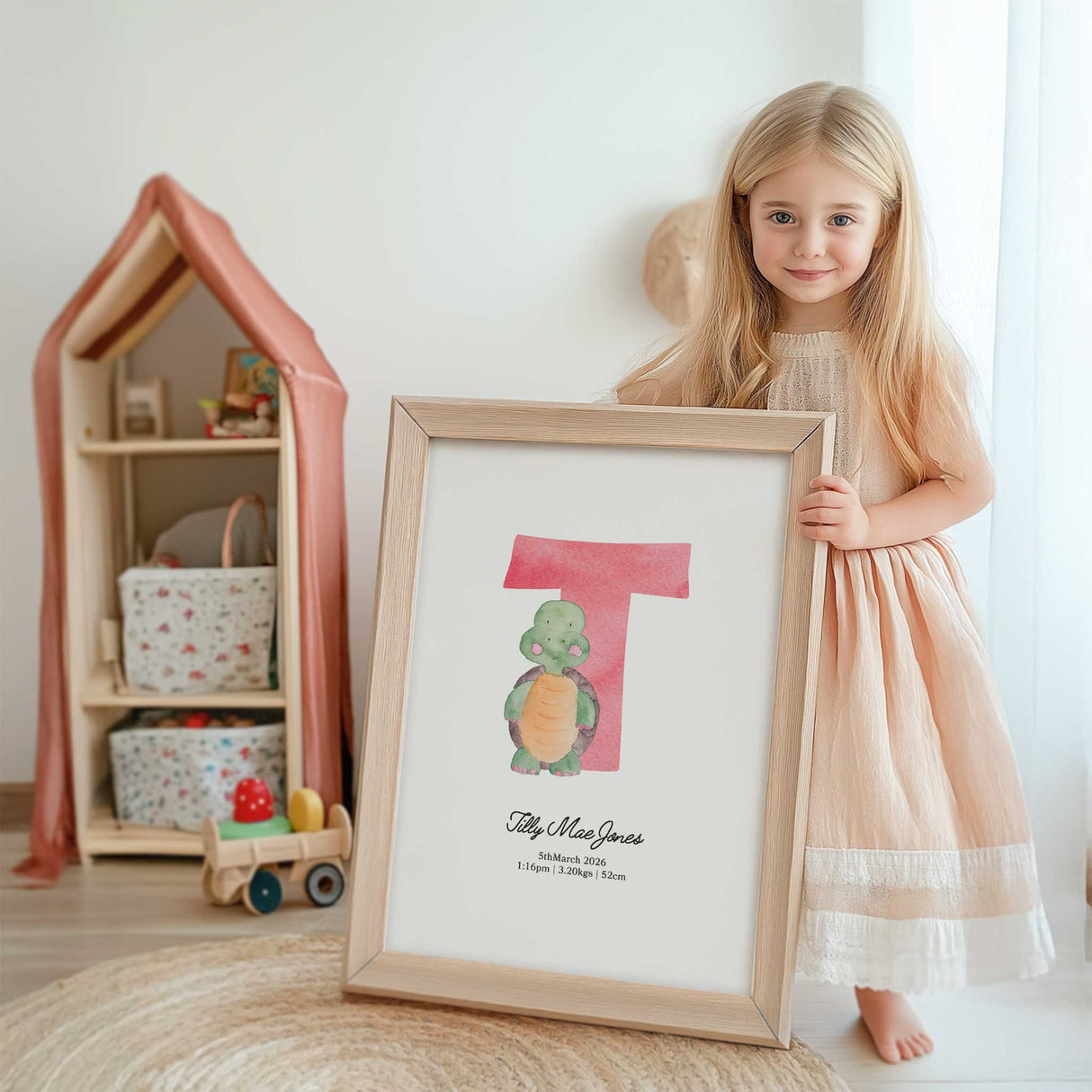 Personalised letter animal wall art for baby nursery or childrens bedroom