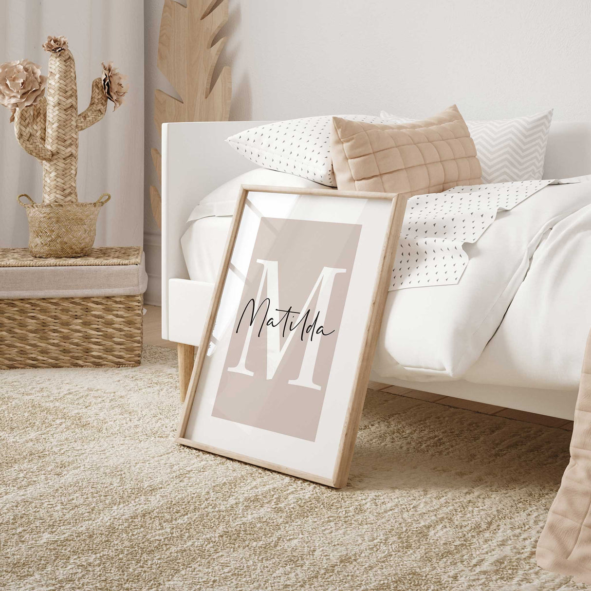 Personalised monogram and name print for children’s bedroom décor