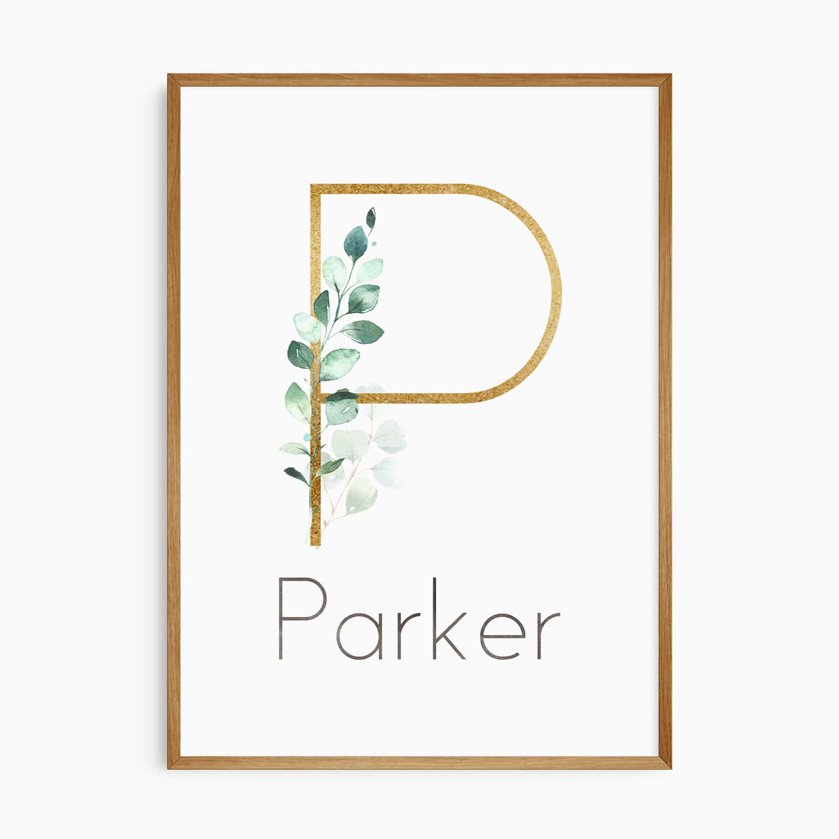 Personalised safari nursery initial and name print by My Tommy Prints, custom watercolour nursery decor