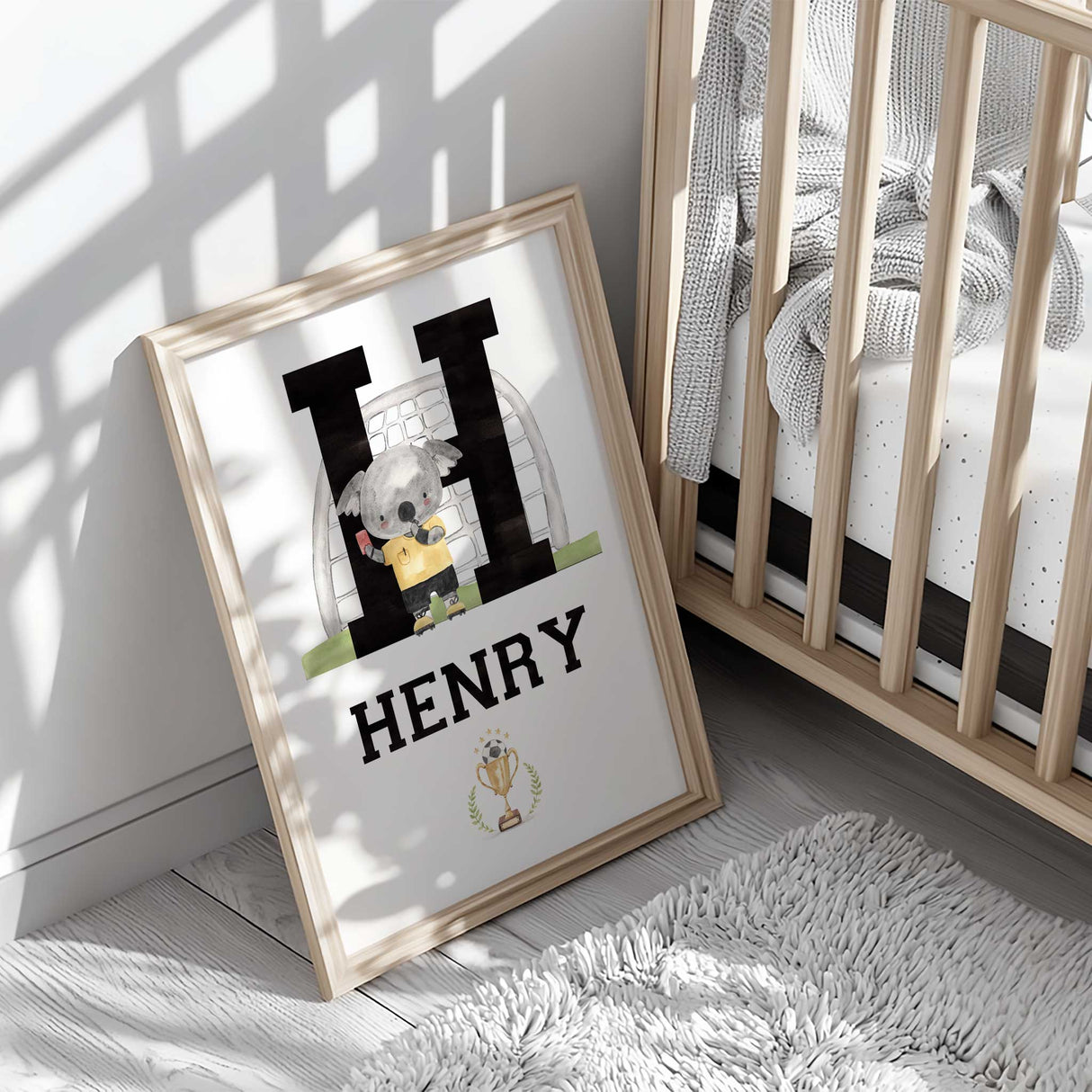 Animal Soccer-Themed Custom Nursery Print for Boys Room Decor