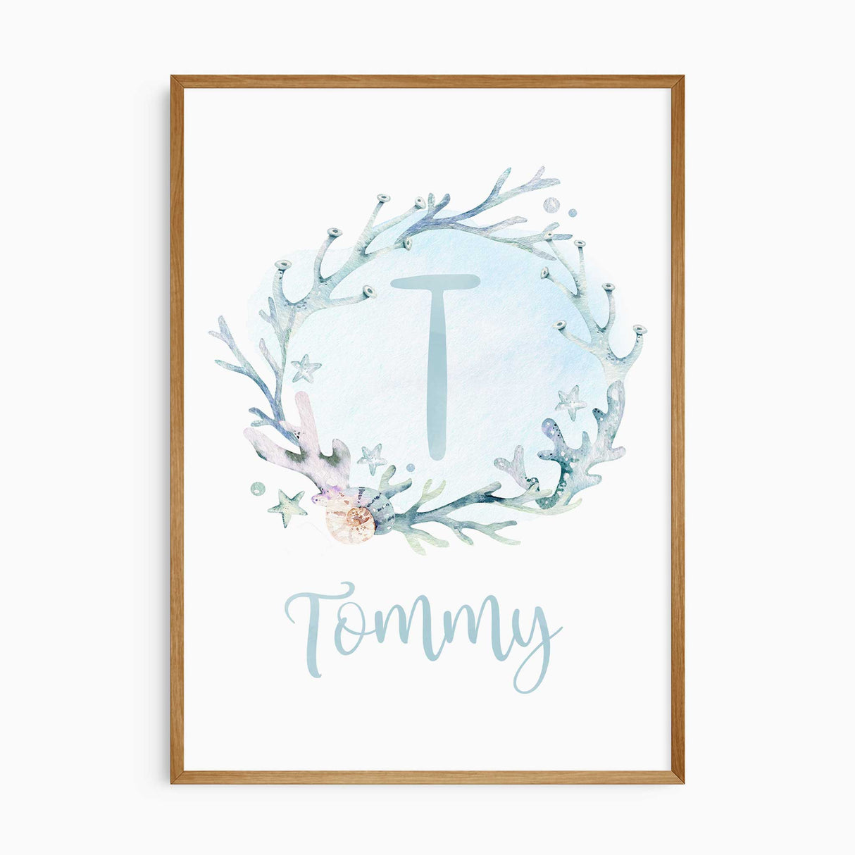 Personalized Under the Sea Print – Customizable nursery wall art featuring ocean animals, ideal for a baby’s room or gift.