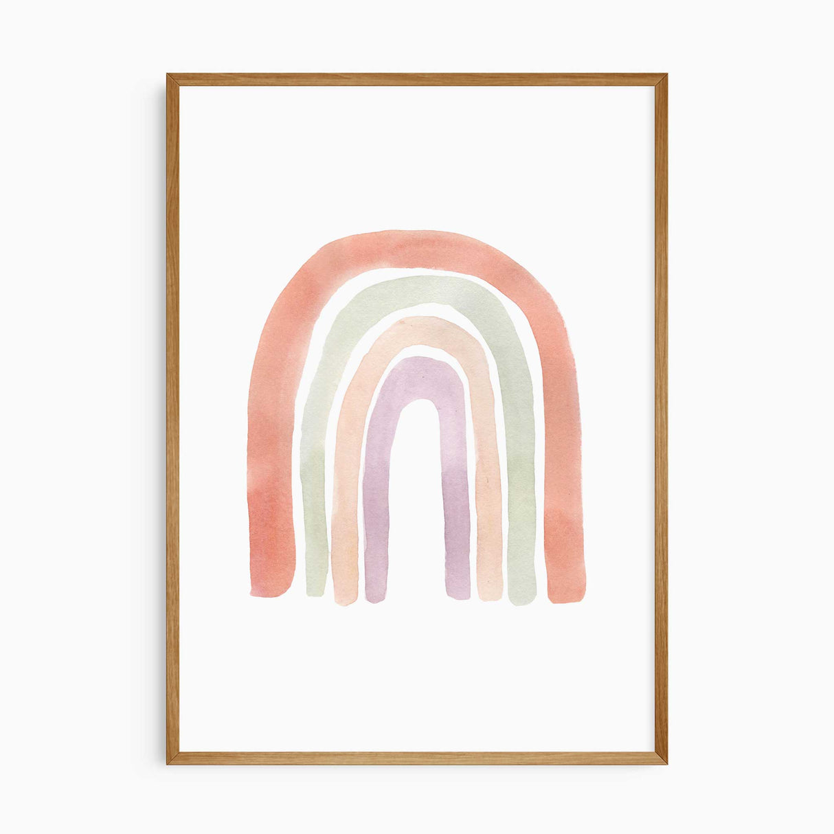 Pink rainbow girls nursery decor with minimalist abstract artwork