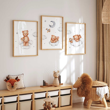 Bear cloud wall art for baby boy nursery
