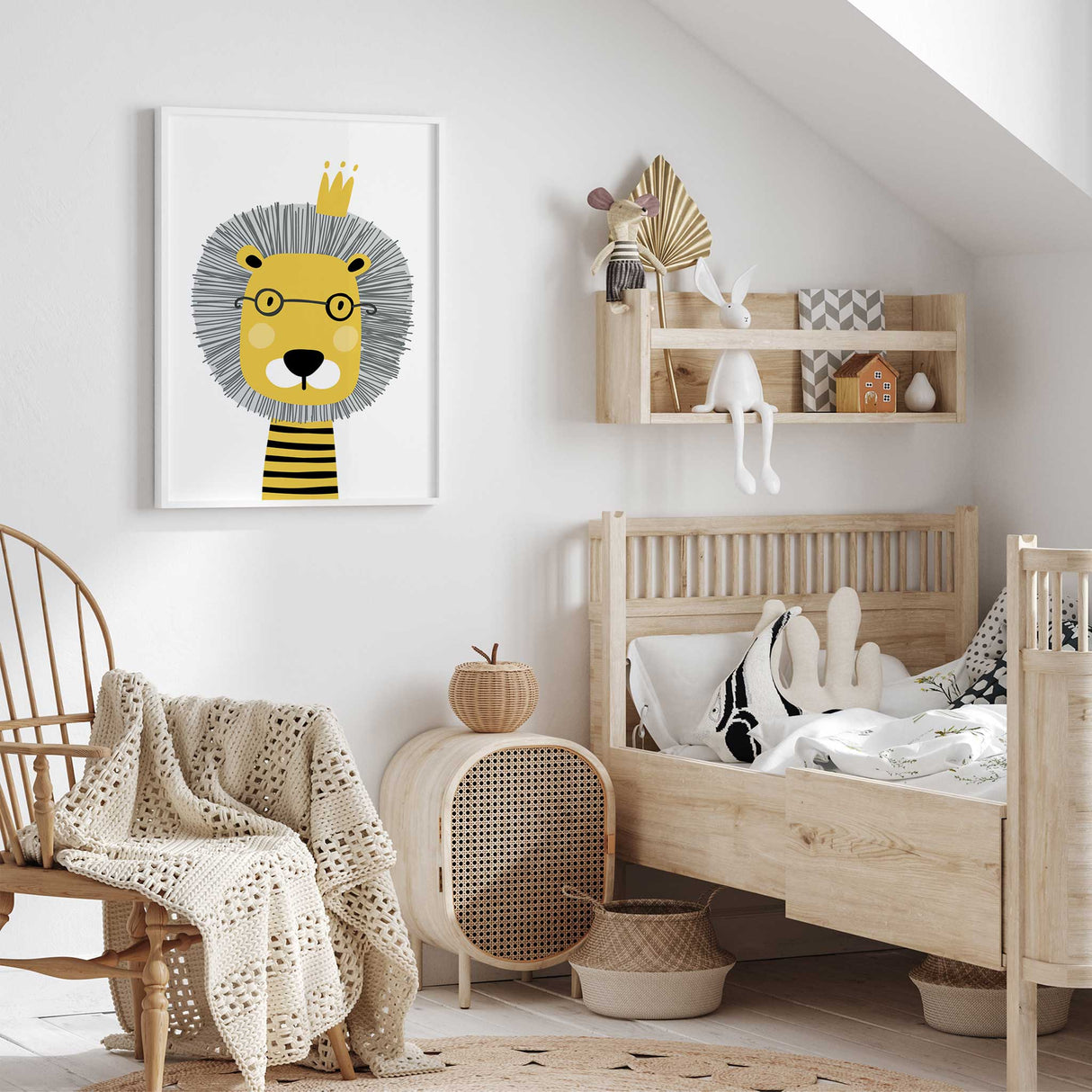 Playful lion wall art for boys bedroom