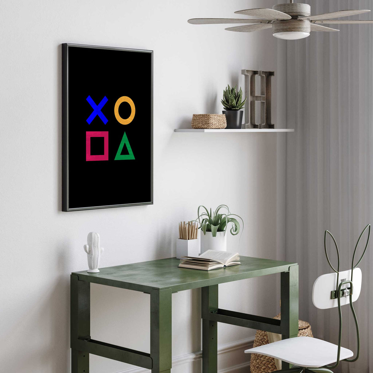 Poster with PlayStation symbols for teen gamer decor