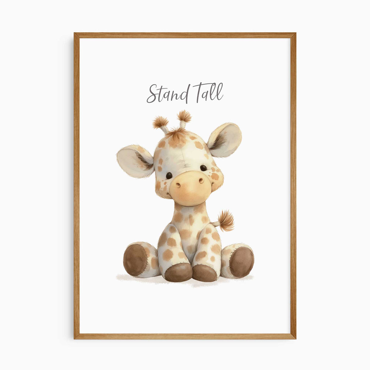 Plush giraffe Stand Tall nursery print for gender neutral baby room