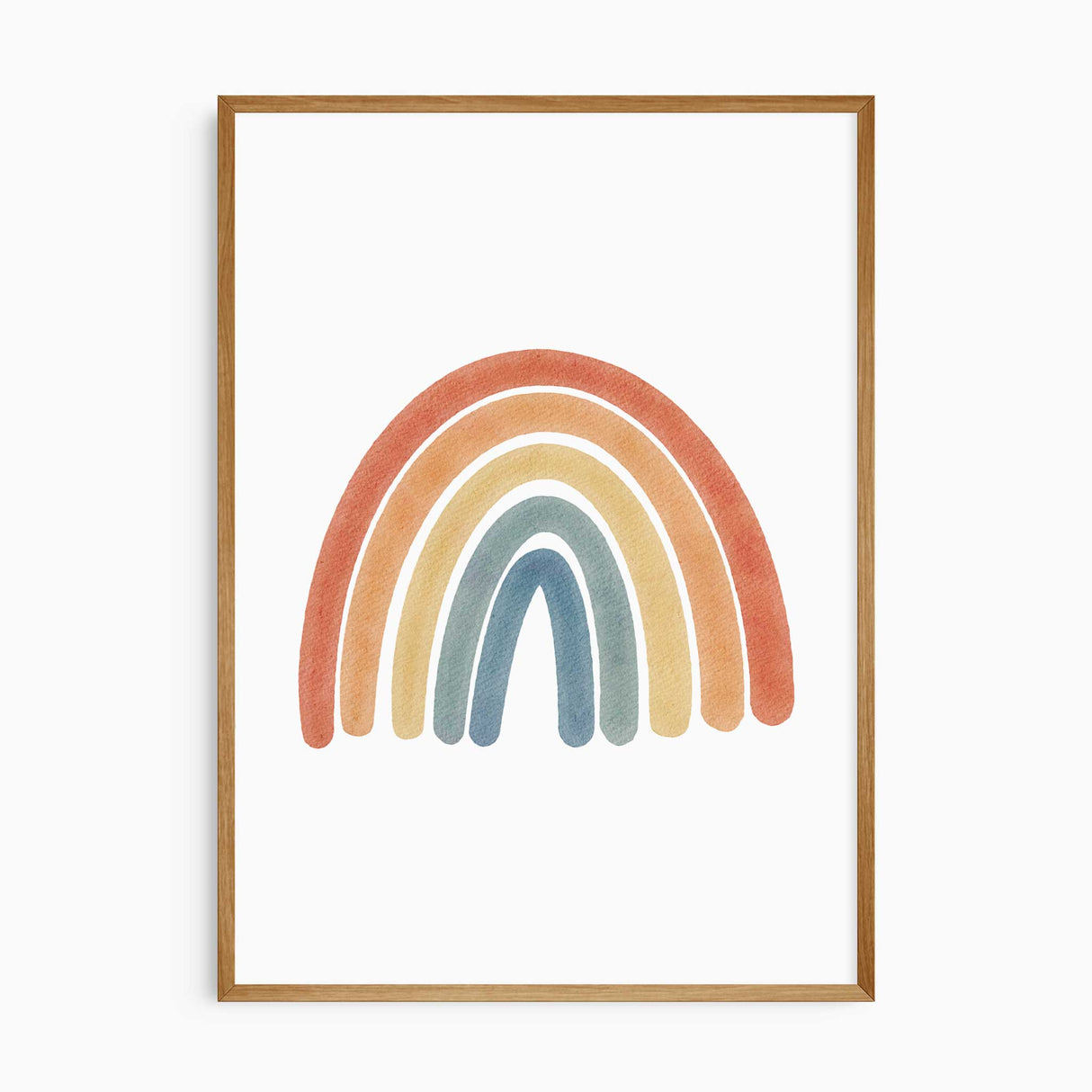 Rainbow wall art print in pastel colours for nursery or kids room