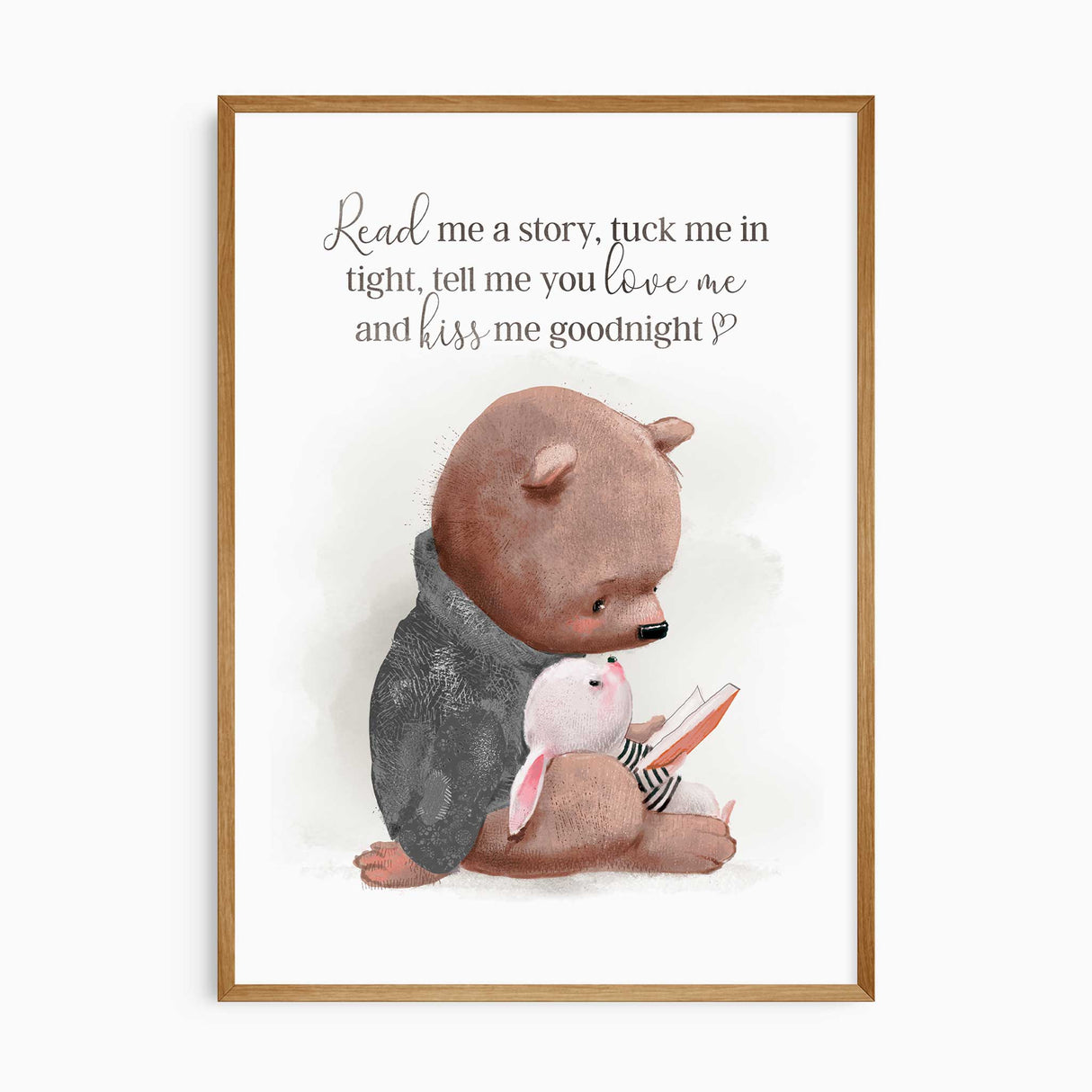 Bear and Bunny Nursery Wall Art – Bedtime Quote Print