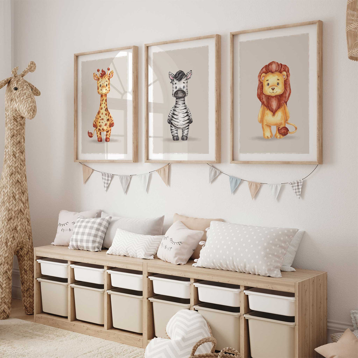 Safari Animal Wall Art Set of 3 for Kids Bedroom – My Tommy Prints