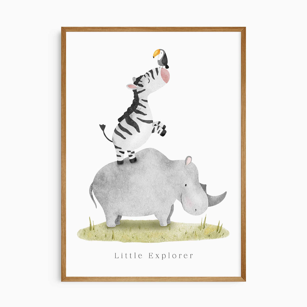 Safari animal nursery wall art set with soft neutral tones for baby room decor