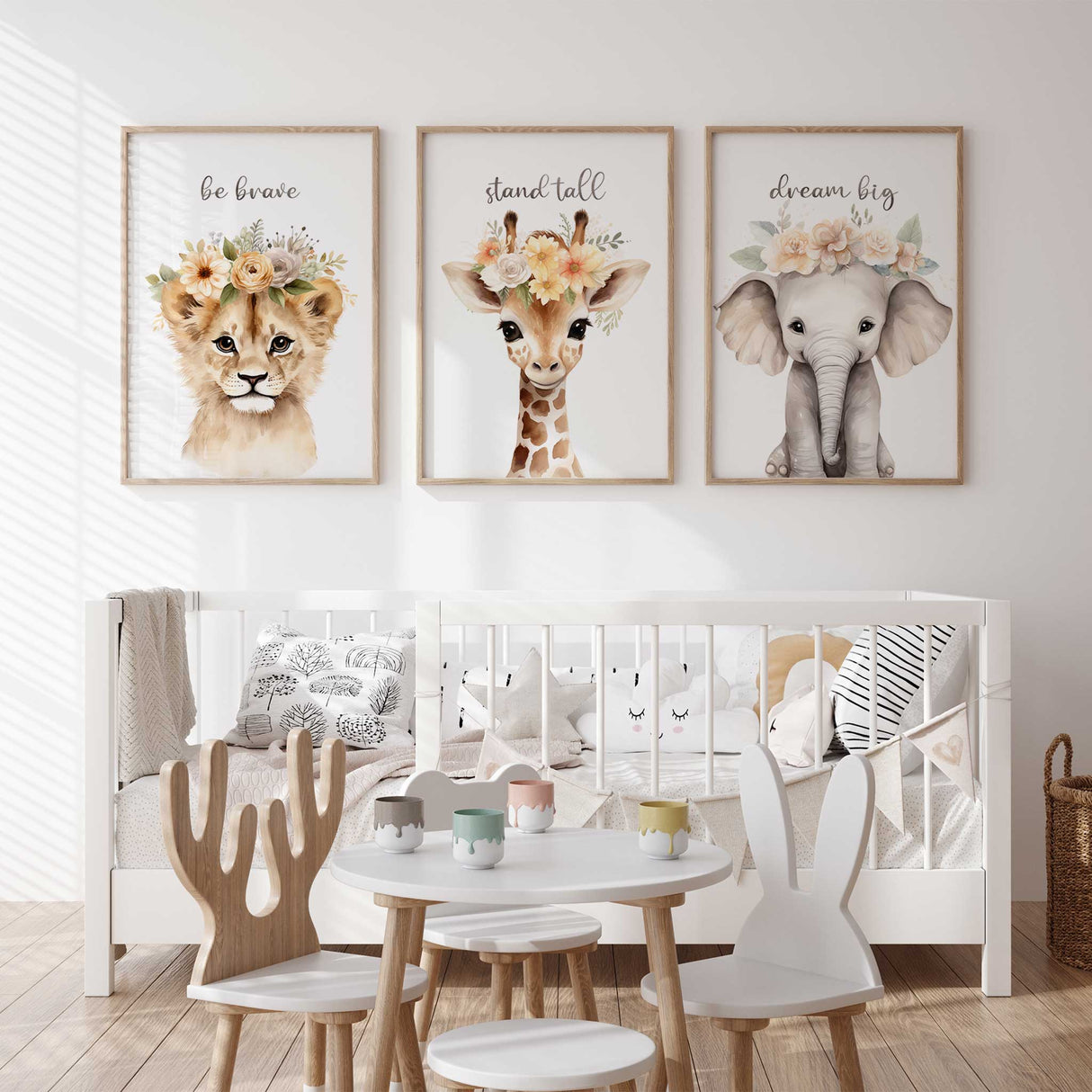 girls Nursery Art Watercolor Animal Prints Baby girl Room Wall Decor Baby Gift Nature Inspired Kids Decor Unframed Prints Soft Pastel Nursery Decor Whimsical Prints