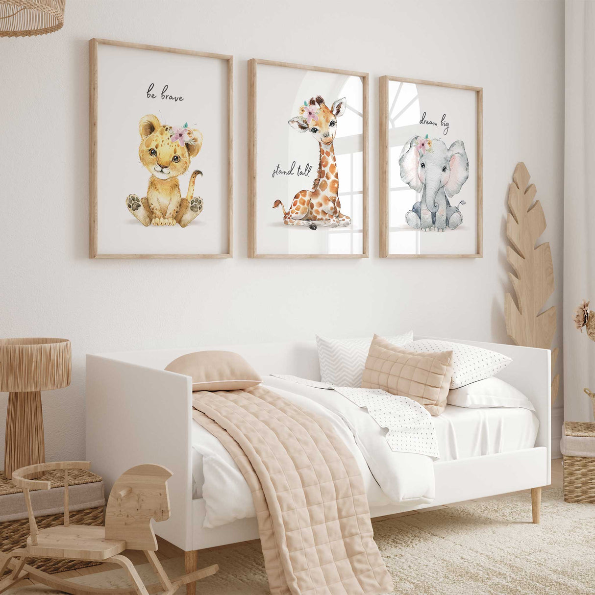 Safari animal girls room decor print set of 3