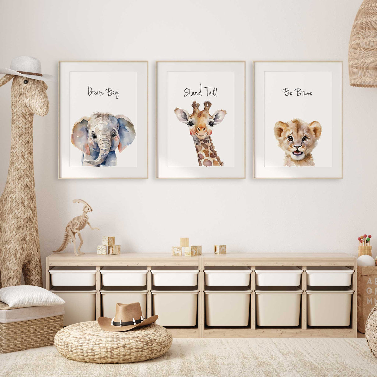 Lion nursery print with Be Brave text for kids room