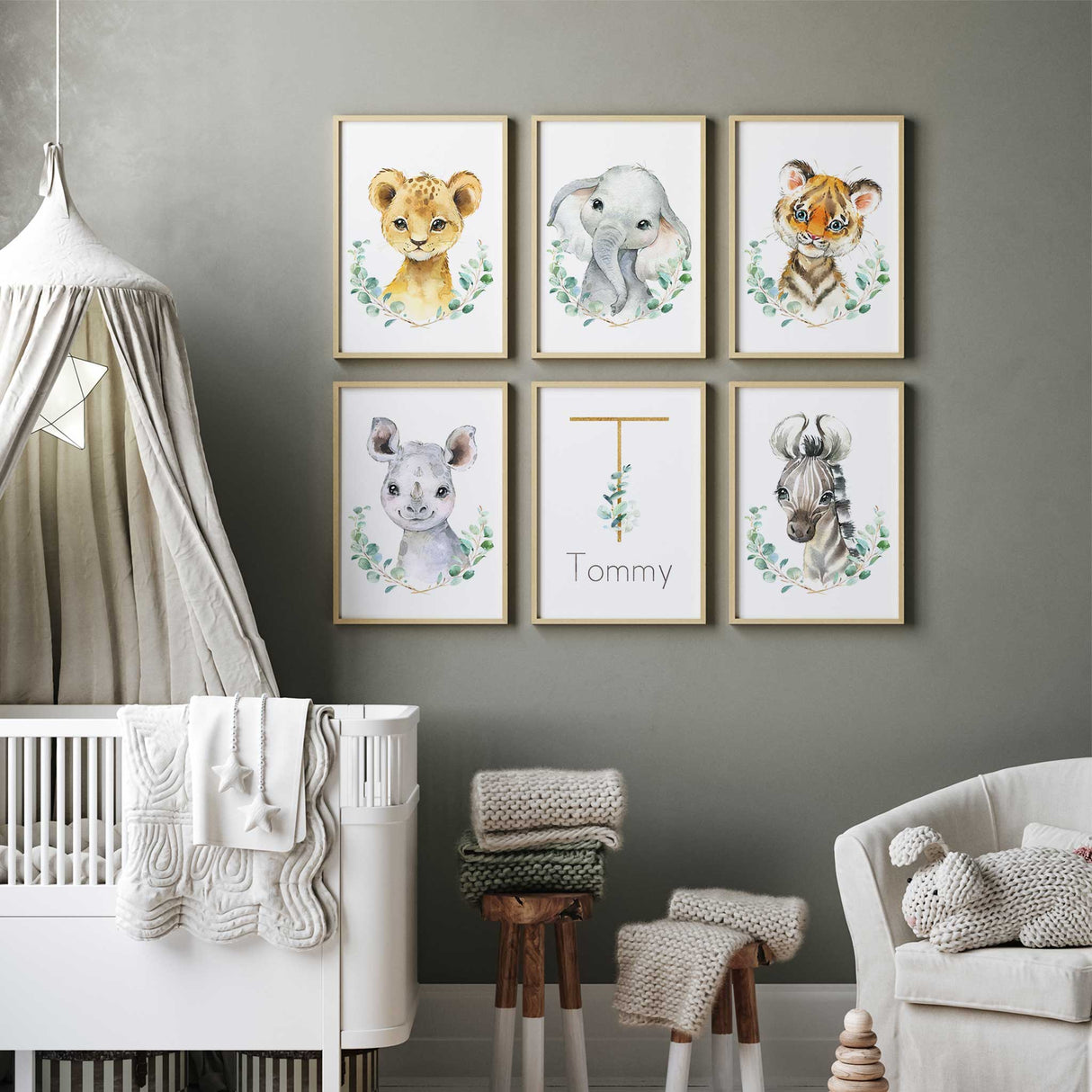 Watercolor lion cub safari nursery print by My Tommy Prints