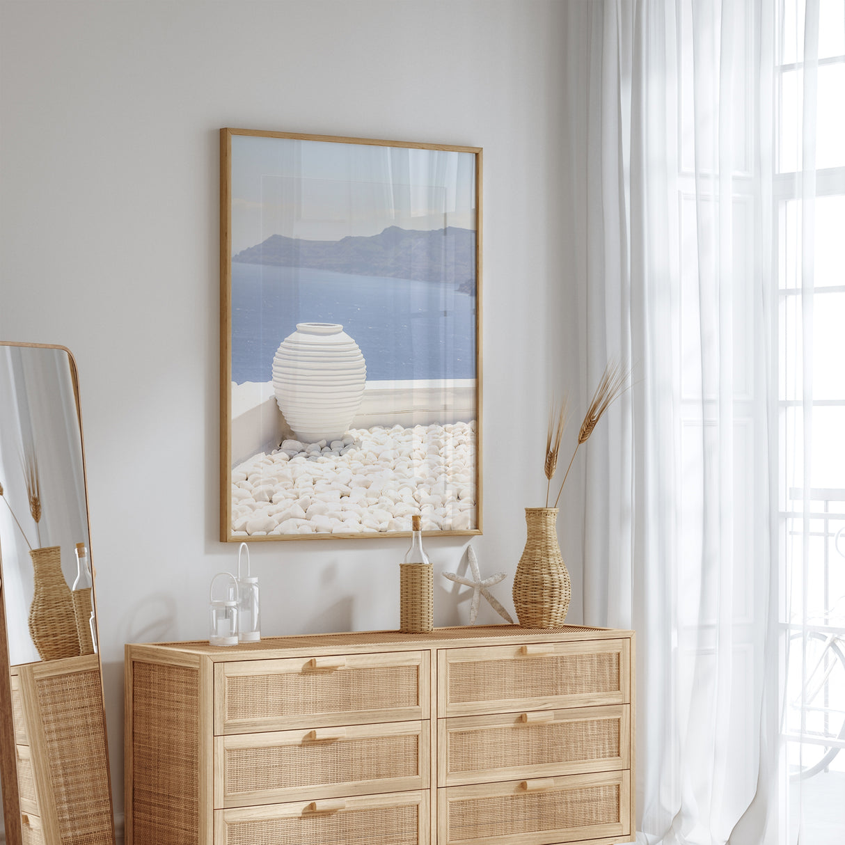 Mediterranean art print for beach house interiors