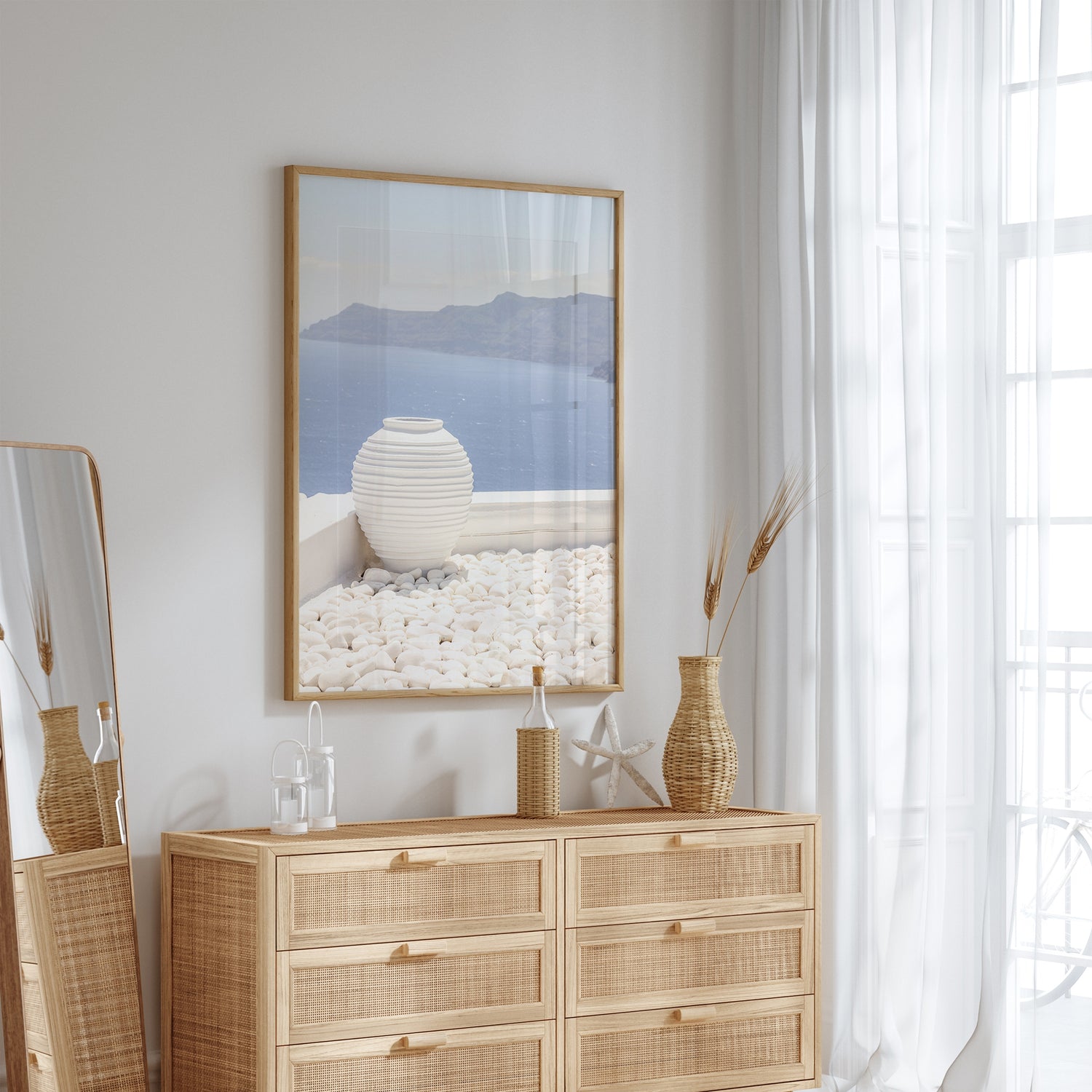 Mediterranean art print for beach house interiors