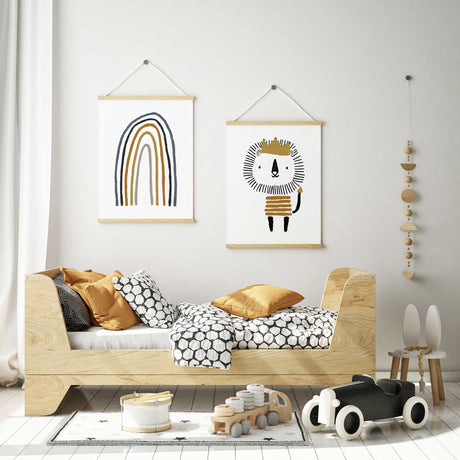 Scandinavian style lion and rainbow wall art prints
