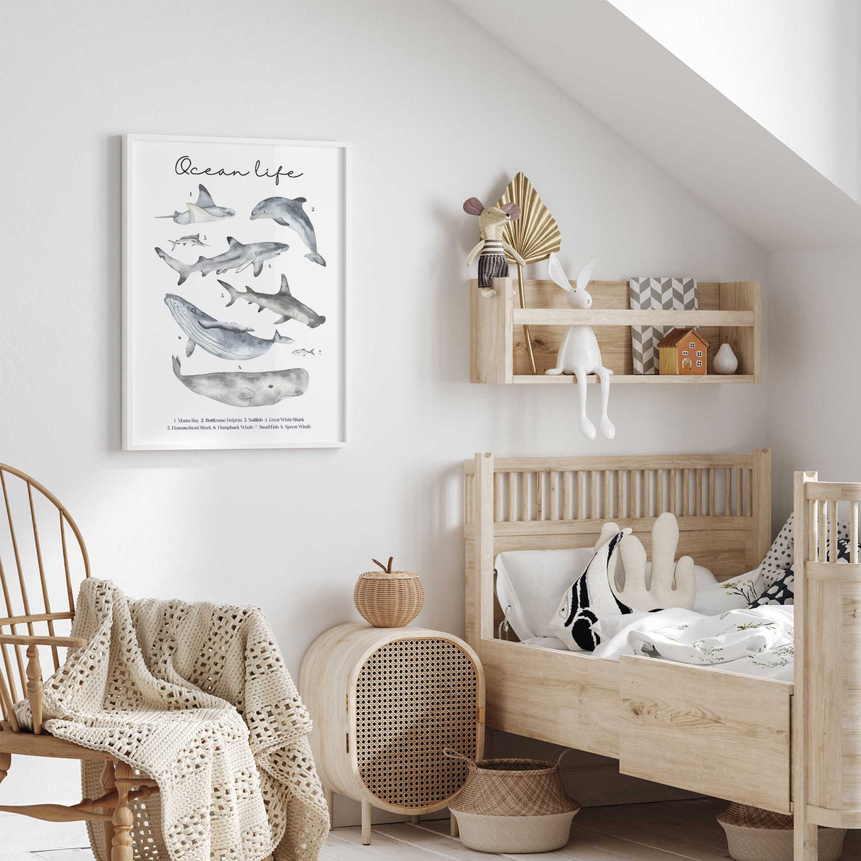 Marine animals nursery wall art poster