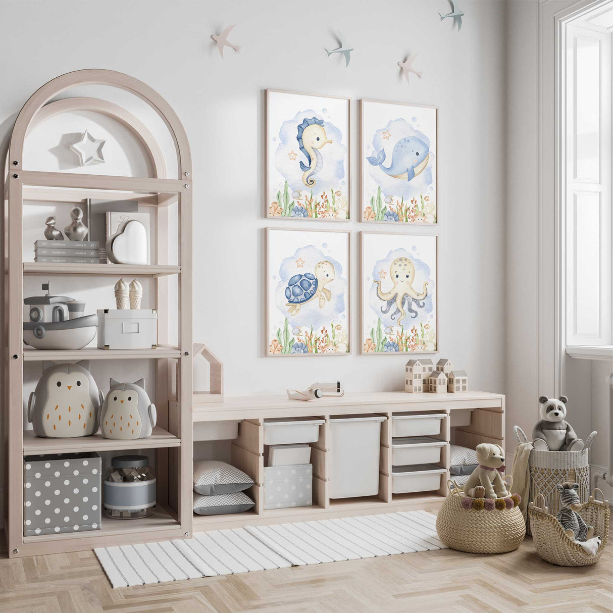 gender neutral undersea nursery prints