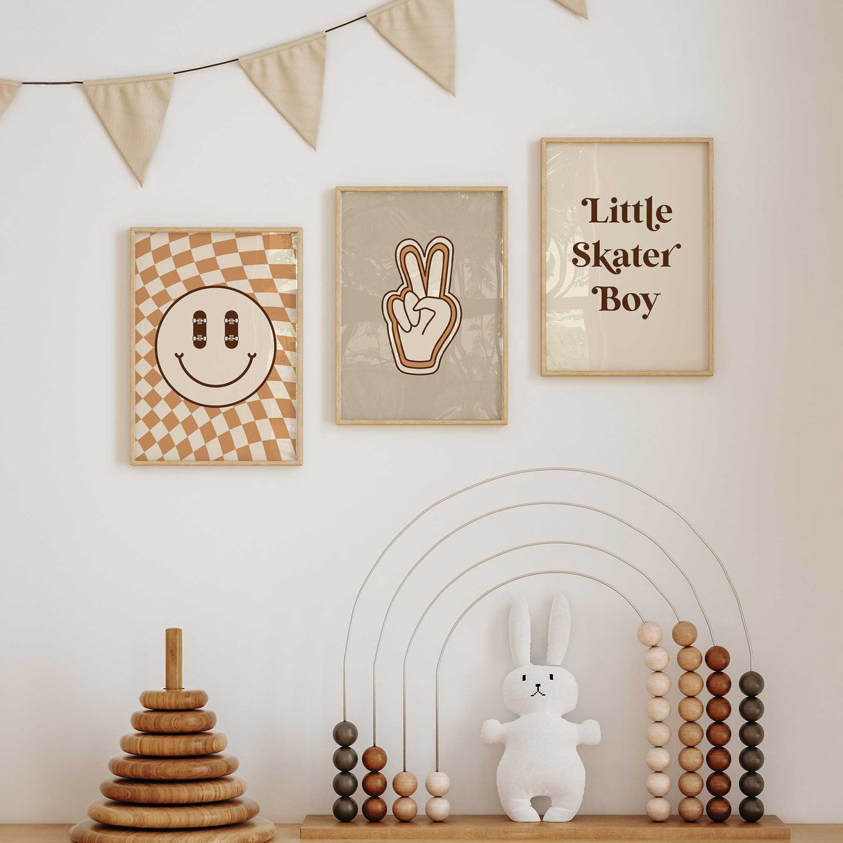 skateboarding themed wall art set designed for boys bedroom or playroom.