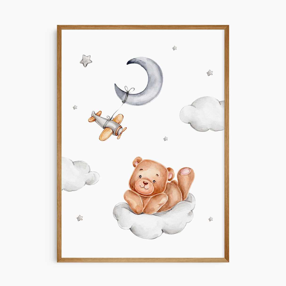 Airplane and moon nursery wall art set