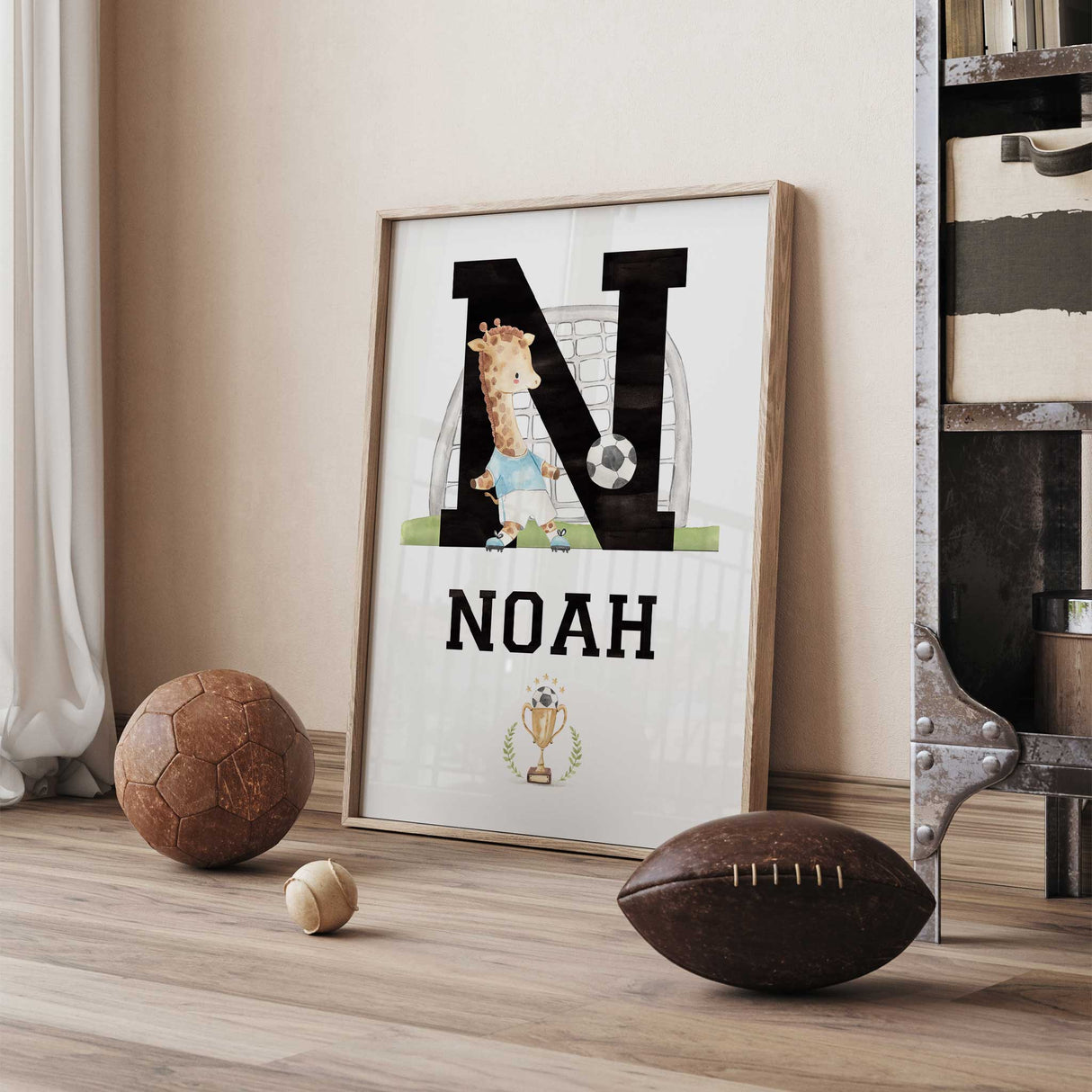 Personalized Soccer Baby Gift Alphabet Animal Nursery Wall Art